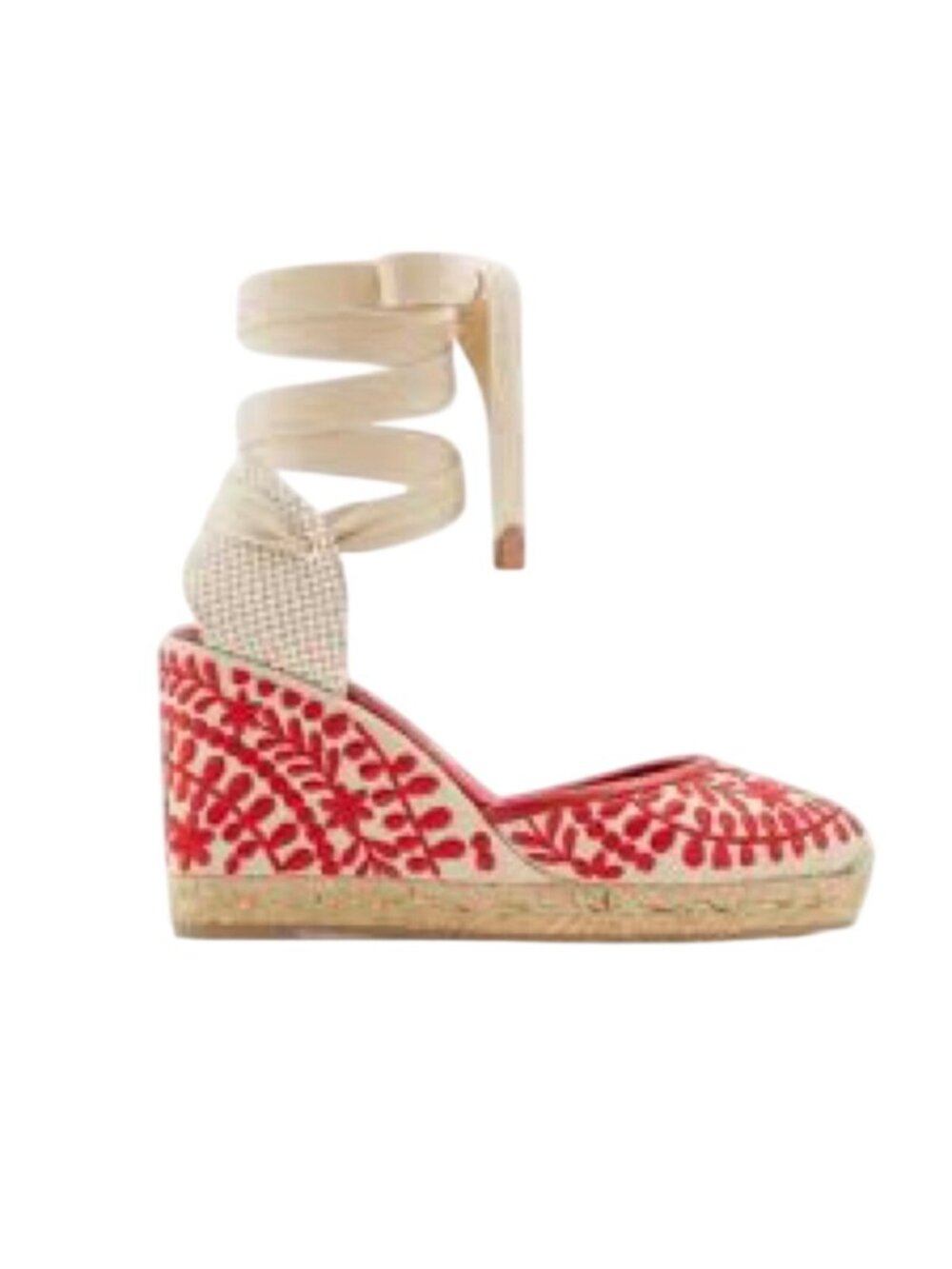 Aldo Red Espadrilles Wedge Ankle Wrap Sandals Muschino Size 8.5